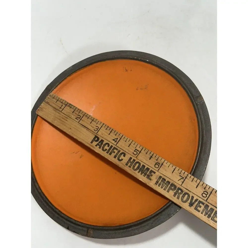 Vintage DESCOWARE Cast Iron LID FE BELGIUM No 6 Flame Red Orange ENAMEL Fits 7”‎